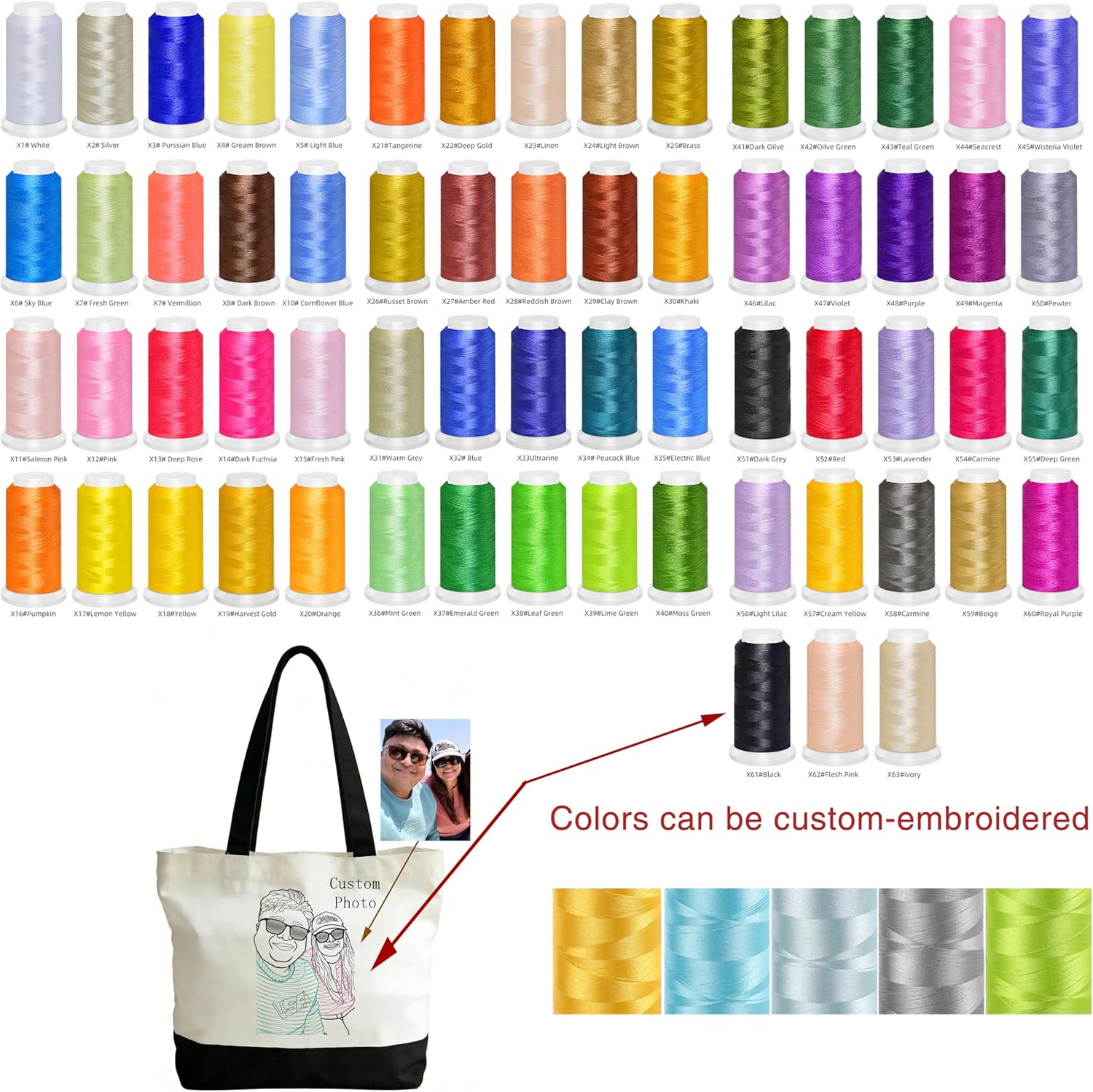 Custom Tote Bag Customize Embroidery Personalized Canvas Tote Bag, Reusable Grocery Shopping Cloth Bag - Image 5