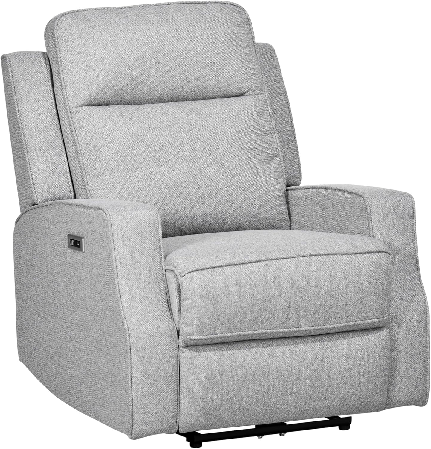 Sofa Recliner Linen Upholstered Seat and Retractable Footrest Wall Hugger Armchair Gray Electric Power Recliner with USB Charging Station