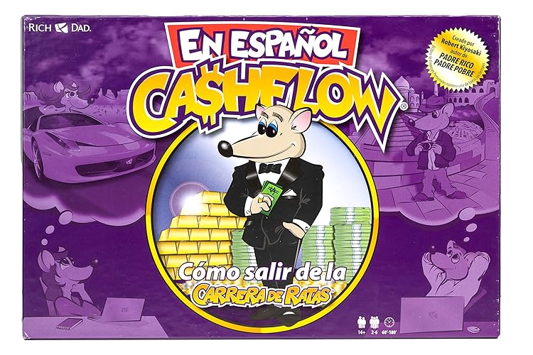 Rich Dad Cashflow Spanish Board Game with Message from Robert Kiyosaki, Up to 6 Players - Fun and Educational Learning Games for Boys, Girls, and Family