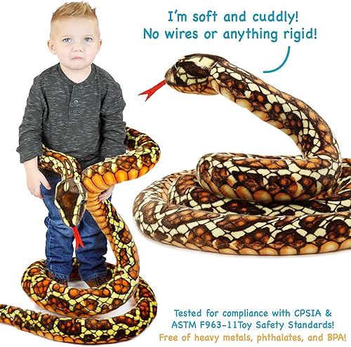 Miniatura 4 de Bernard The Brown Python - Serpiente de peluche de 9 5 pies de largo