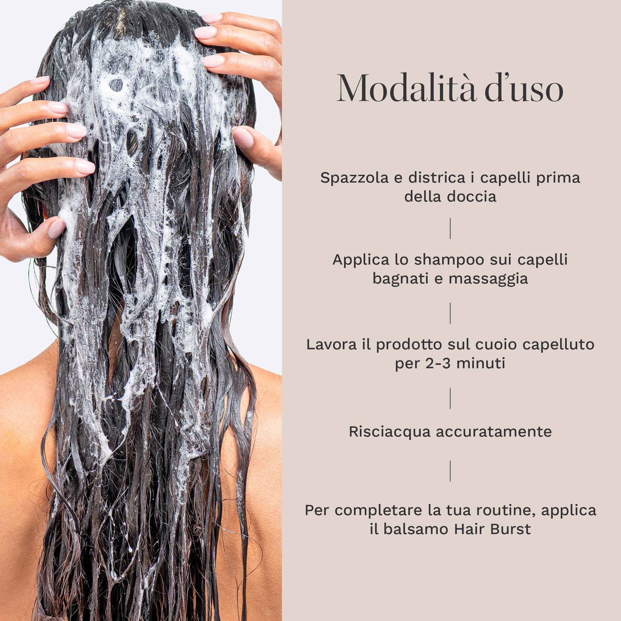 HAIR BURST Shampoo per la crescita dei capelli per donna — Riduce la perdita, rafforza la crescita esistente, senza SLS e parabeni - Aroma di cocco e avocado