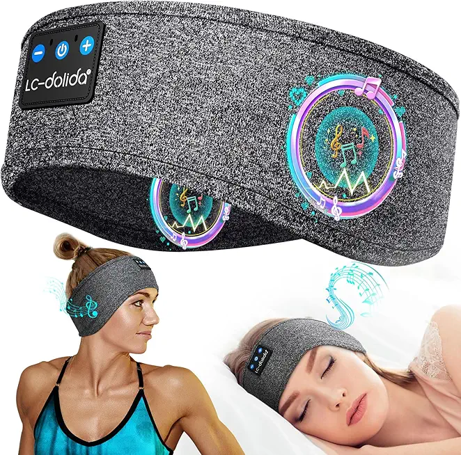 LC-dolida Bluetooth Schlafkopfhörer Stirnband V5.4 Zum Schlafen, Sportskopfhörer Für Training, Joggen, Yoga, Reisen, Gaming