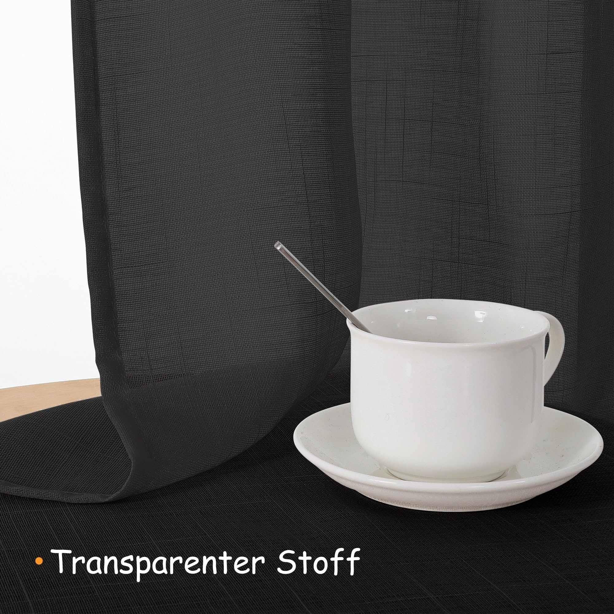 Cucraf Leinen Voile Vorhänge mit Ösen Lichtfilterung Gardine für Schlafzimmer Wohnzimmer – Bild 3