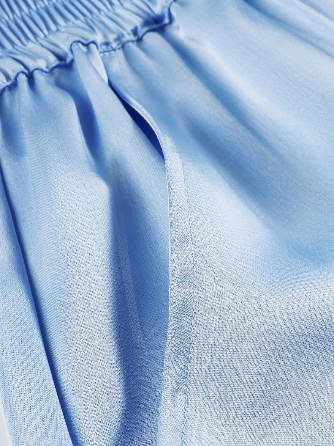 Girls Blue Wide Leg Pants Silky Satin Flowy Palazzo Cooling Loose Pants for Girls Beach Vacation Slacks for 6-16Y - Image 6