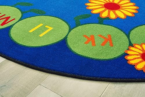 Miniatura 3 de Carpets for Kids 2295 ABC Caterpillar Literacy - Alfombra ovalada para guardería, 6 pies 9 pulgadas x 9 pies 5 pulgadas, color azul
