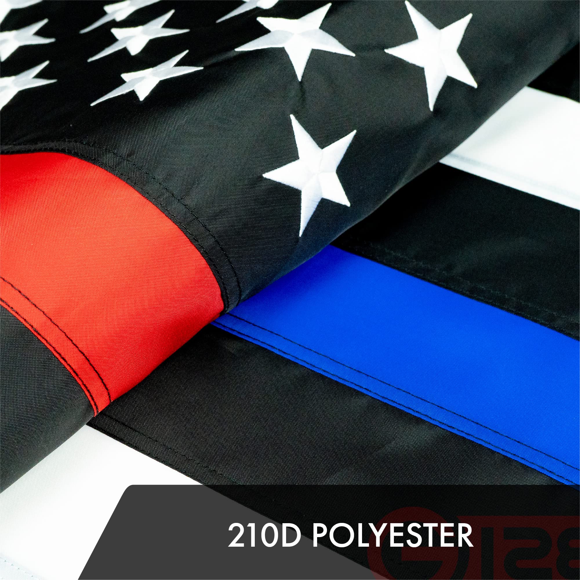 BCBYou US-Flagge 'Thin Blue/Red Line' – 90 X 150 Cm, Bestickt, Aus 210D Nylon, Mit Messingösen