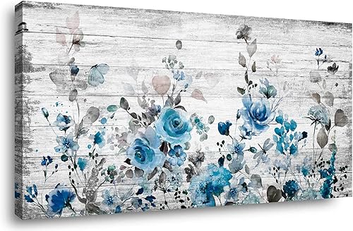 Miniatura 22 de Sxurmtiie Lienzo decorativo para pared, arte abstracto, fantasía azul, grafiti colorido sobre fondo blanco, 32 x 48 pulgadas, arte moderno