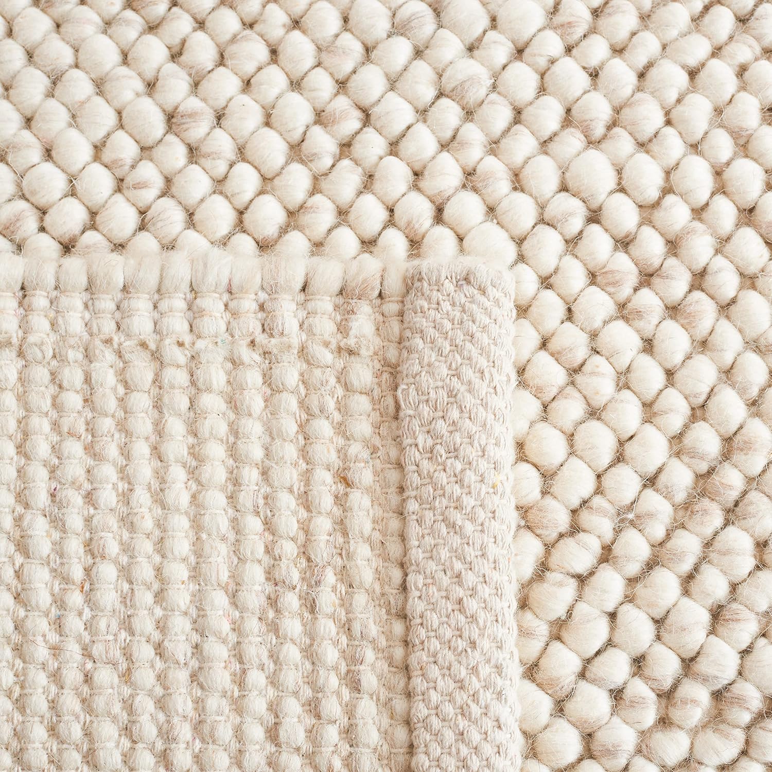 safavieh natura collection area rug - 4' square, beige & ivory, handmade wool blend, textured design, ideal for living room, bedroom, dining space (nat425b) 4' x 4' (square) beige/ivory