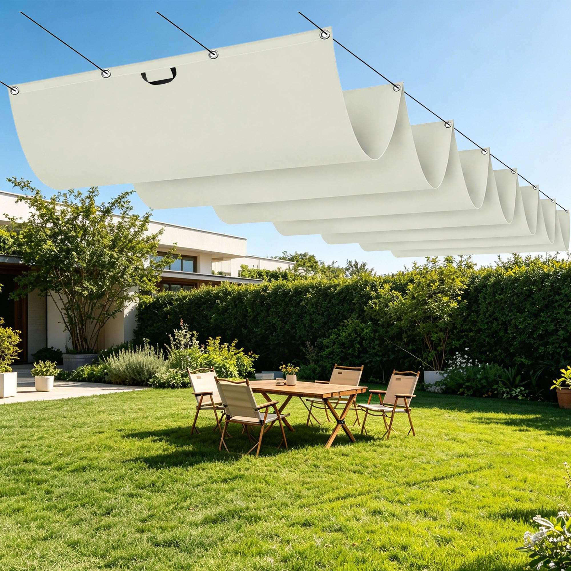 Voile d'ombrage anti-UV et imperméable 2x2.6m avec œillets pour jardin