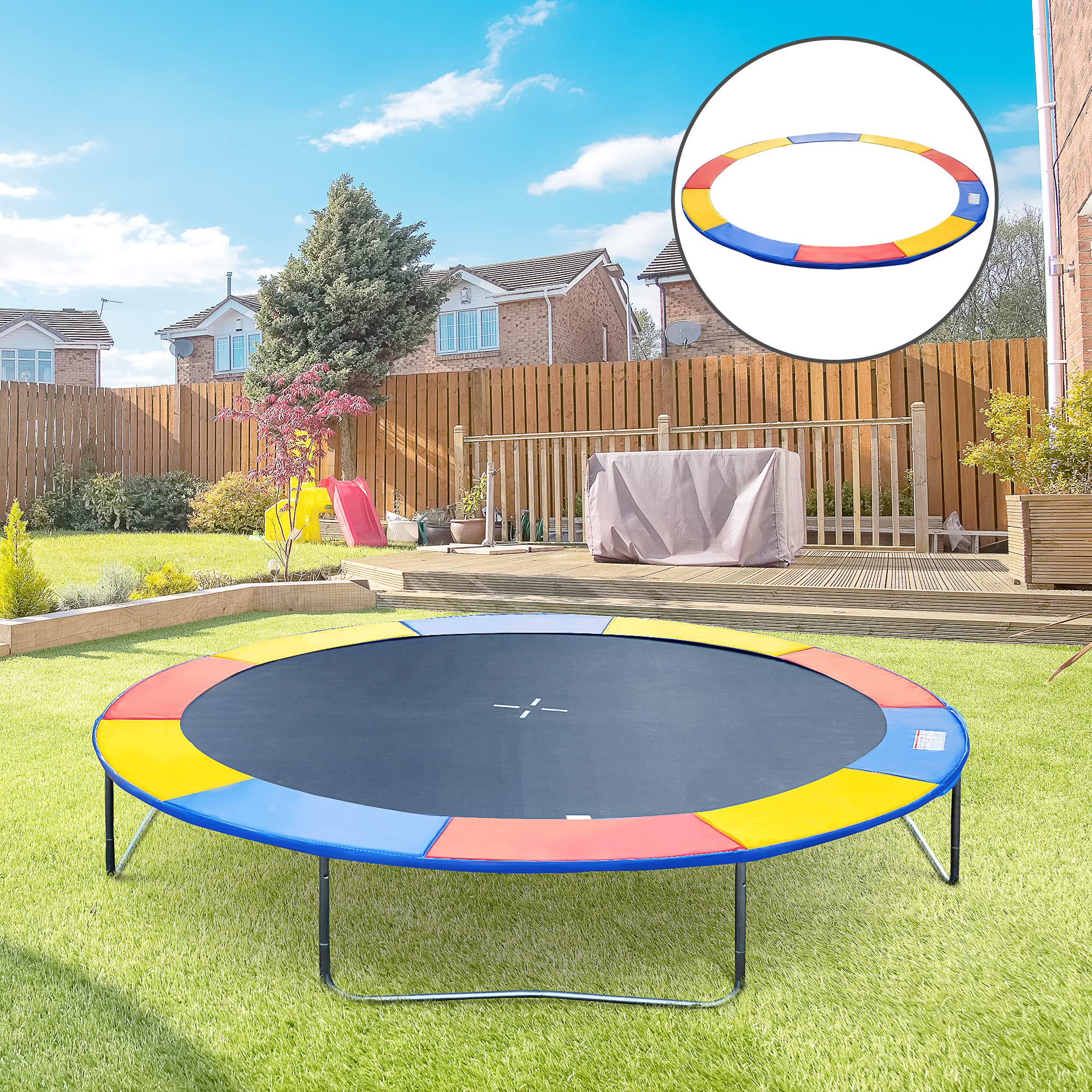 HOMCOM Cubierta de Protección Acolchada Borde de Seguridad para Trampolines Cama Elástica con Diámetro Ø244 cm Multicolor