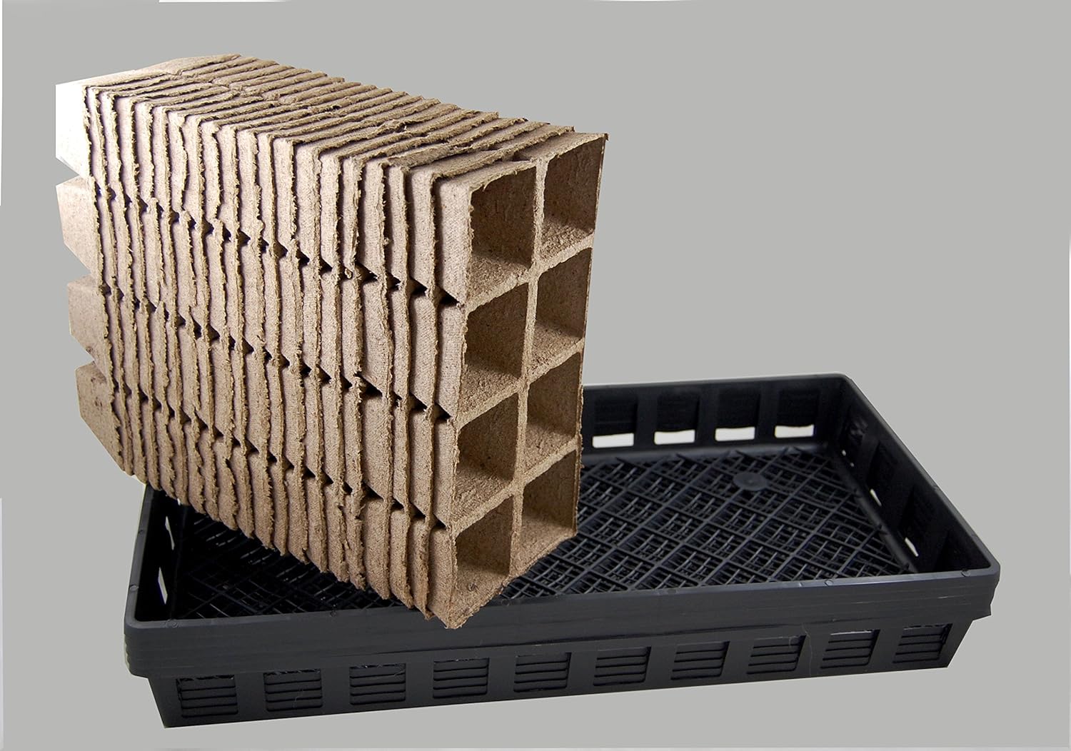Jiffy Peat Pots/Web Flats – 5 Carry Trays, 20-8 Cell Growing Peat Strips – 160 Planting Cells