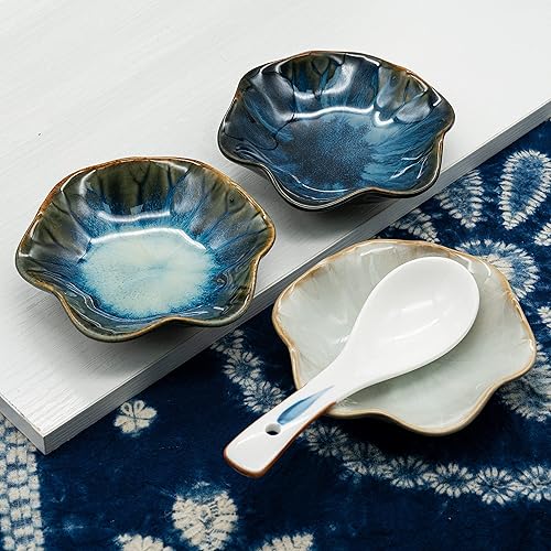 Miniatura 3 de Juego de 3 platos multifuncionales de cerámica esmaltada para cucharas de cerámica resistentes al calor, soporte para utensilios de cocina y mesa de