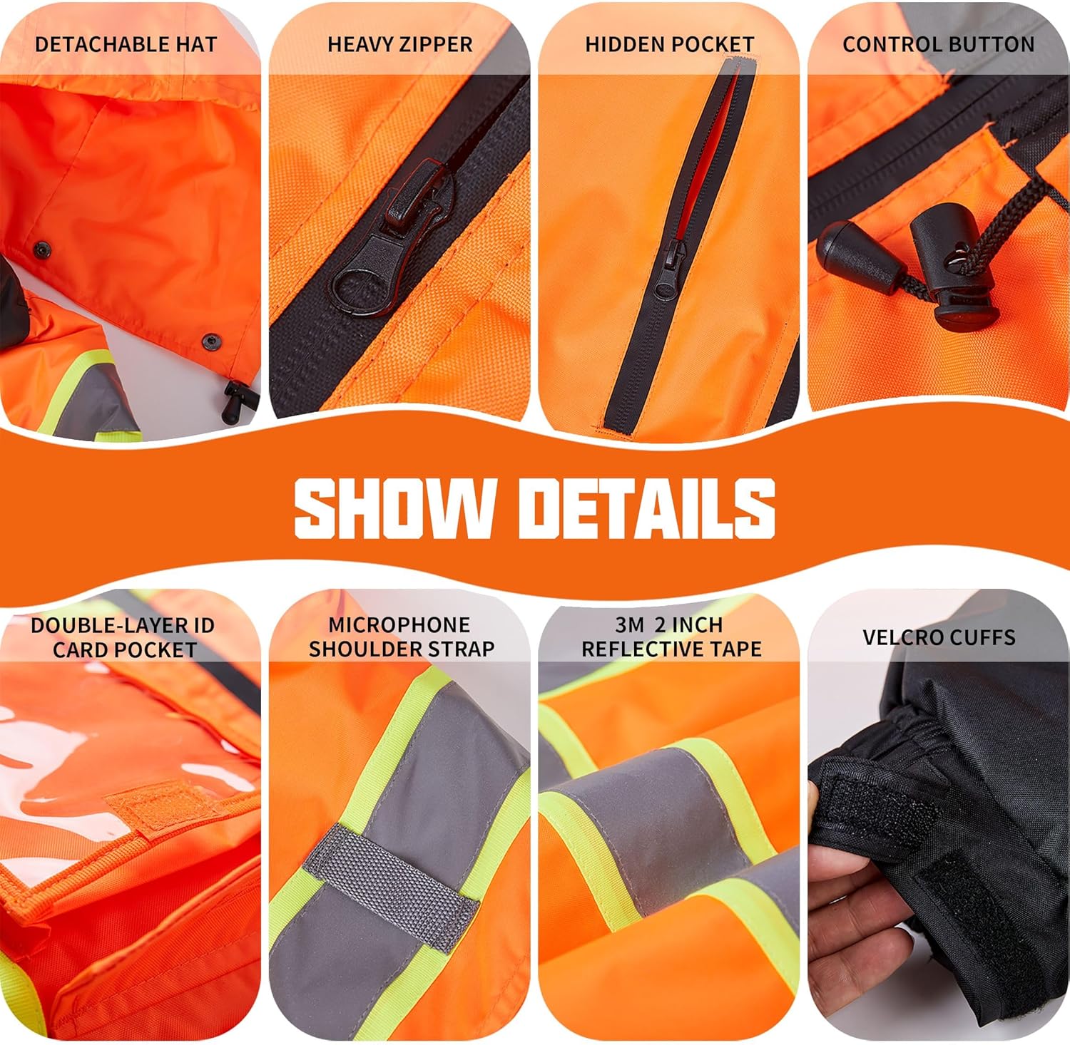 SRsafety High Visibility Safety Jacket,Reflective Waterproof Jacket with Black bottom,Construction Work Jacket for Men/Women - Image 4