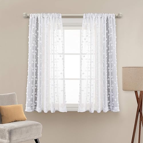 White Sheer Curtains With Pattern Amazon Com