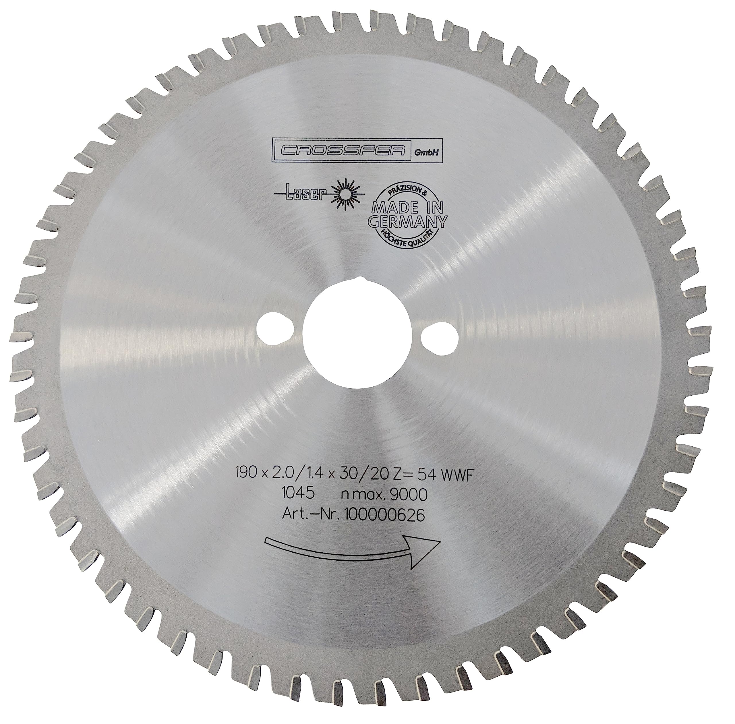 CROSSFER HM - Hoja de sierra circular (190 x 30 mm, Z54, para metal y plástico, laminado, metal duro, para sierras circulares)