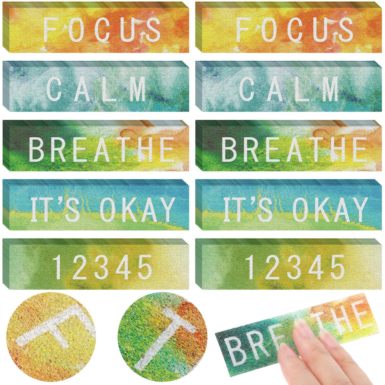 Crtiin 80 Pcs Sensory Stickers Textured Anxiety Relief Strips,Dazzling | Inspirational Quotes, Tactile Mindfulness Fidget Calm Stickers, Mental Health