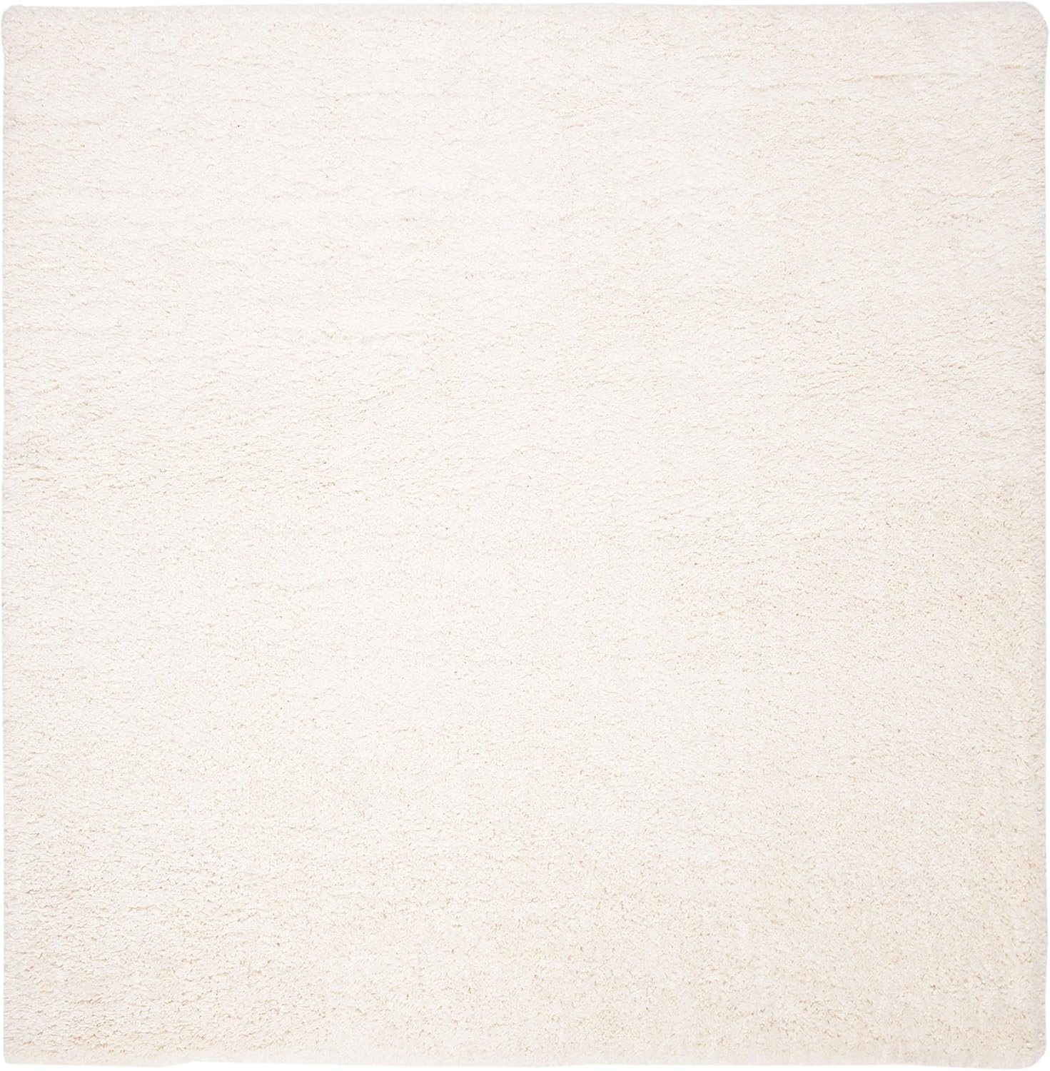 SAFAVIEH Fontana Shag Collection Area Rug - 8' Square, Ivory, Solid Design, Non-Shedding & Easy Care, 2-inch Thick Ideal for High Traffic Areas in Living Room, Bedroom (FNT800A)