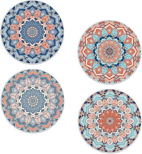 Miniatura 15 de Juego de 4 posavasos de mármol verde, redondos, absorbentes, de cerámica, con base de corcho, bonitos posavasos para decoración del hogar, regalos