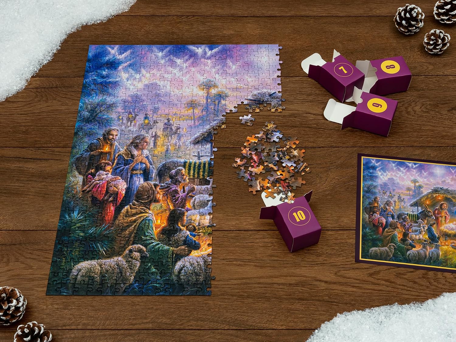 The Original Jigsaw Puzzle Advent Calendar 2025 – Nativity Scene, 24 Boxes 1008 Pieces, Xmas Holiday Countdown Gift, Fun for Kids, Adults, Family, Official Abraham Hunter Artwork