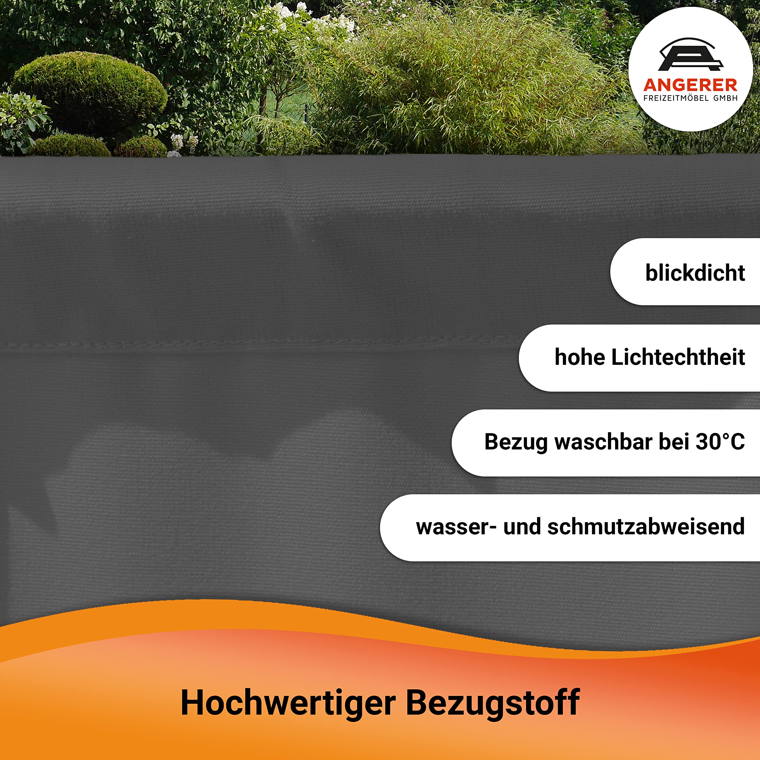 ANGERER Stellwand 178 x 82 cm, dunkelgrau | Raumteiler, Raumtrenner, Sichtschutz, für Windschutz & Schatten auf Balkon, Bezug aus waschbarem Stoff, Made in Germany