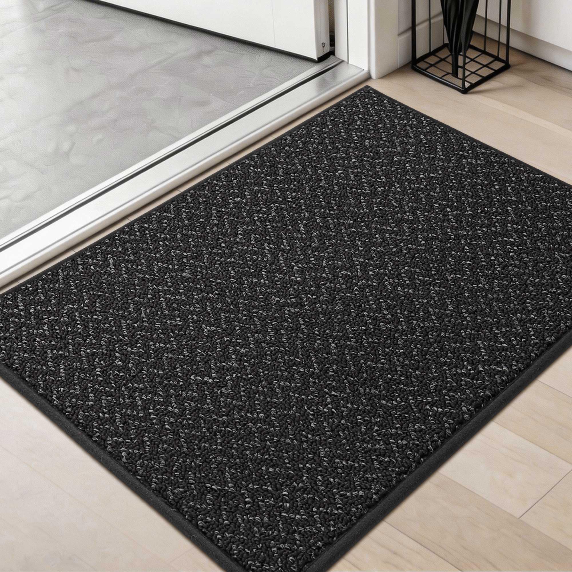 COSY HOMEER Schmutzfangmatte Innen 50 x 80 cm, Schwarz | Streift Schmutz und Matsch zuverlässig ab, nimmt Feuchtigkeit auf, rutschhemmende TPR-Rückseite, 1 cm flach und waschbar
