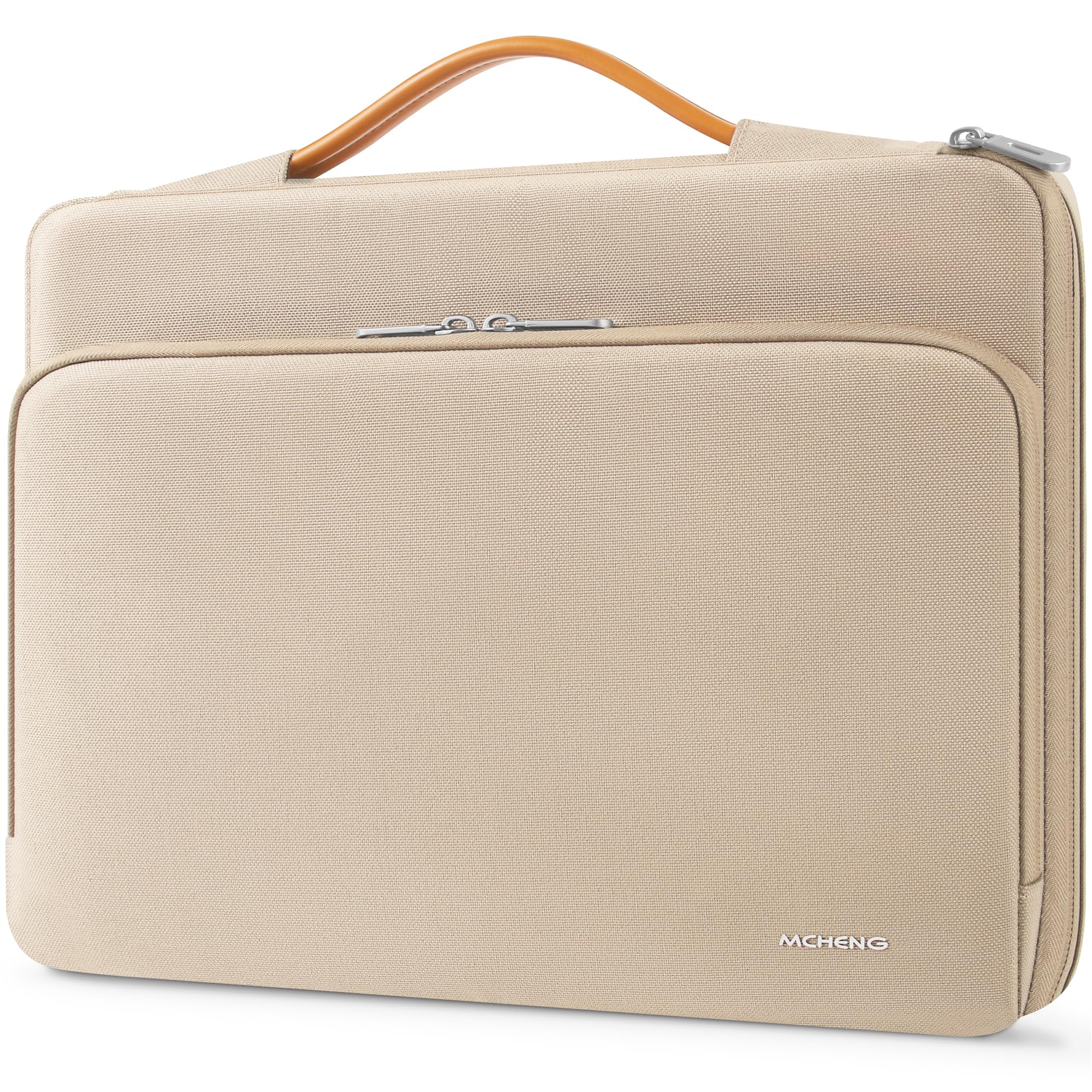 MCHENG Laptoptasche 15,6 Zoll Rundum-Schutz Laptophülle mit Ausziehbarem Tragegriff, Wasserabweisende Notebooktasche für MacBook Air 15, Beige