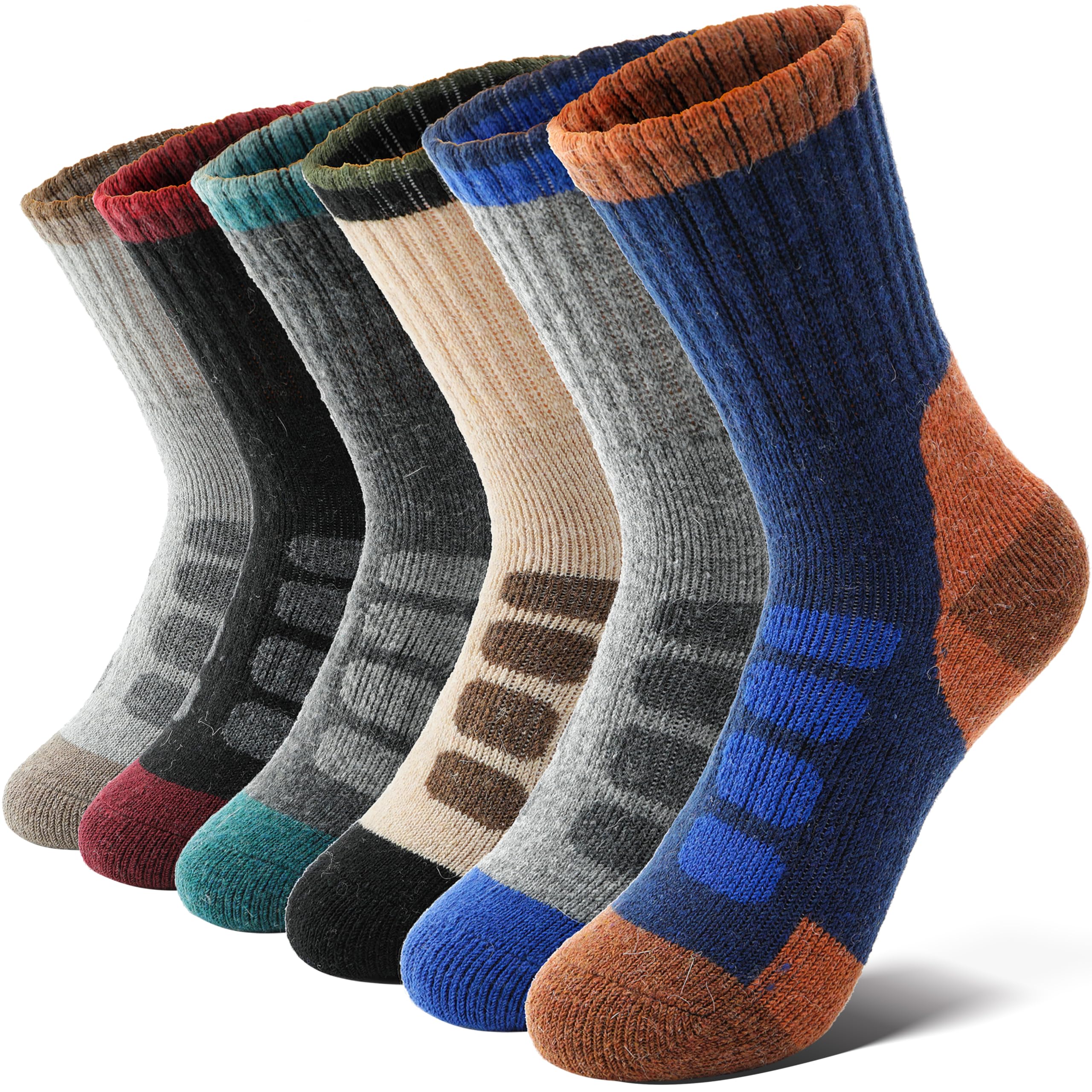 Anlisim Kids Merino Wool Hiking Socks Girls Boys Toddlers Winter Thermal Thick Warm Cushion Crew Boot Socks 6 Pairs