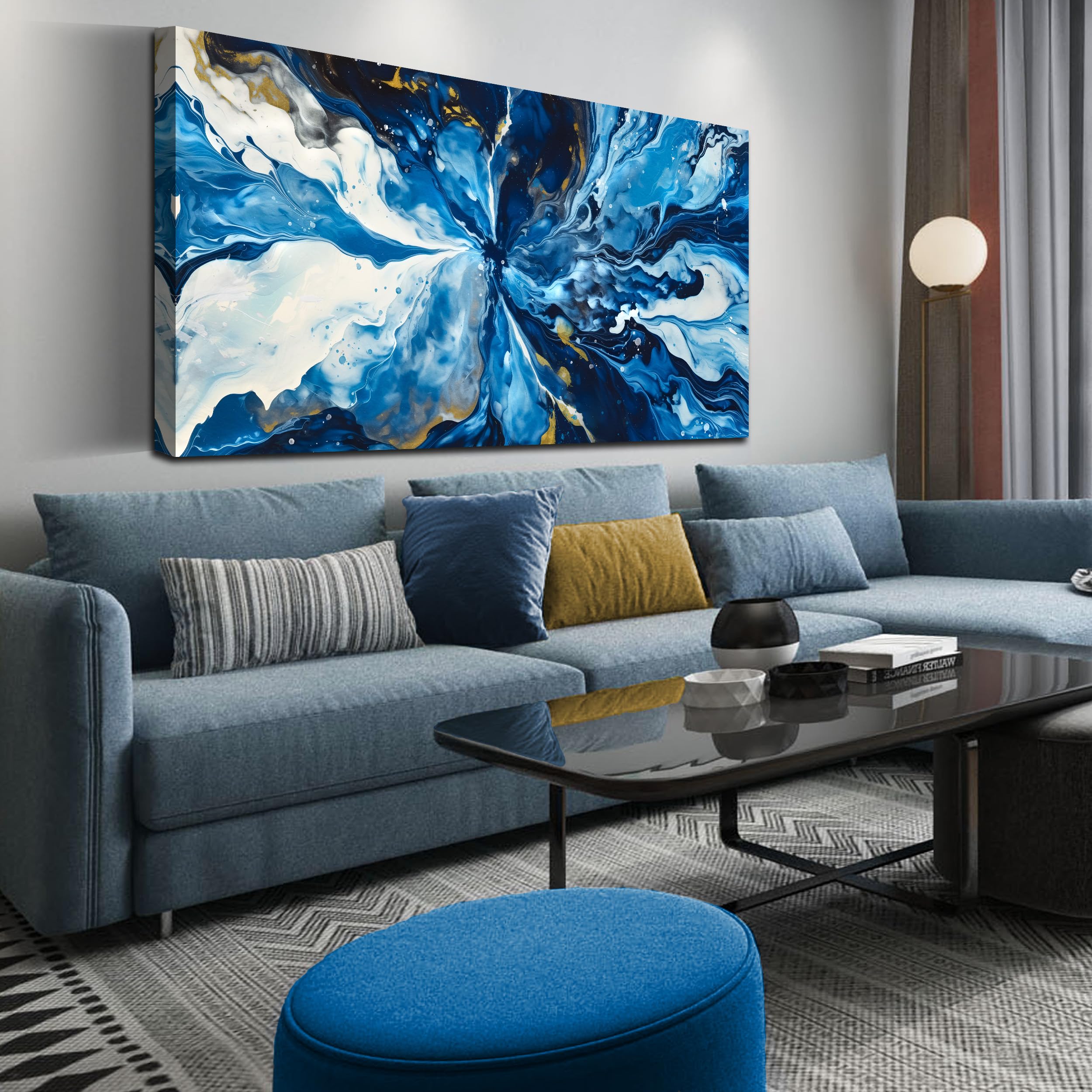 EARLY！キャンバスアート Amazon.com: CGXART Blue Wall Art for Living Room Large Size