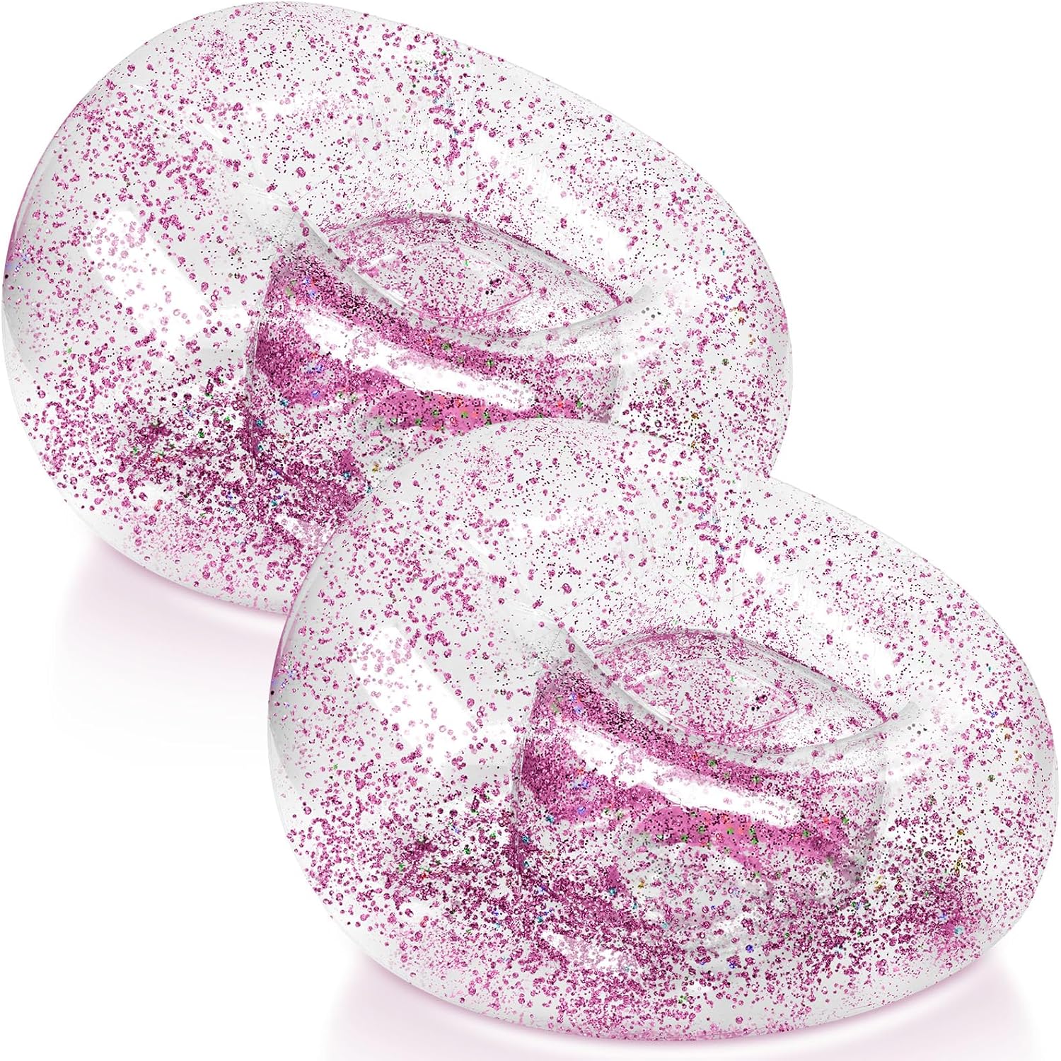 Realspring Inflatable Bean Bag Chair for Adult Bean Bag Sofa Chair Blow up Inflatable Furniture for Outdoor Living Room Bedroom Balcony Travel Party Gift Accessories(Pink Glitter,2 Pcs)