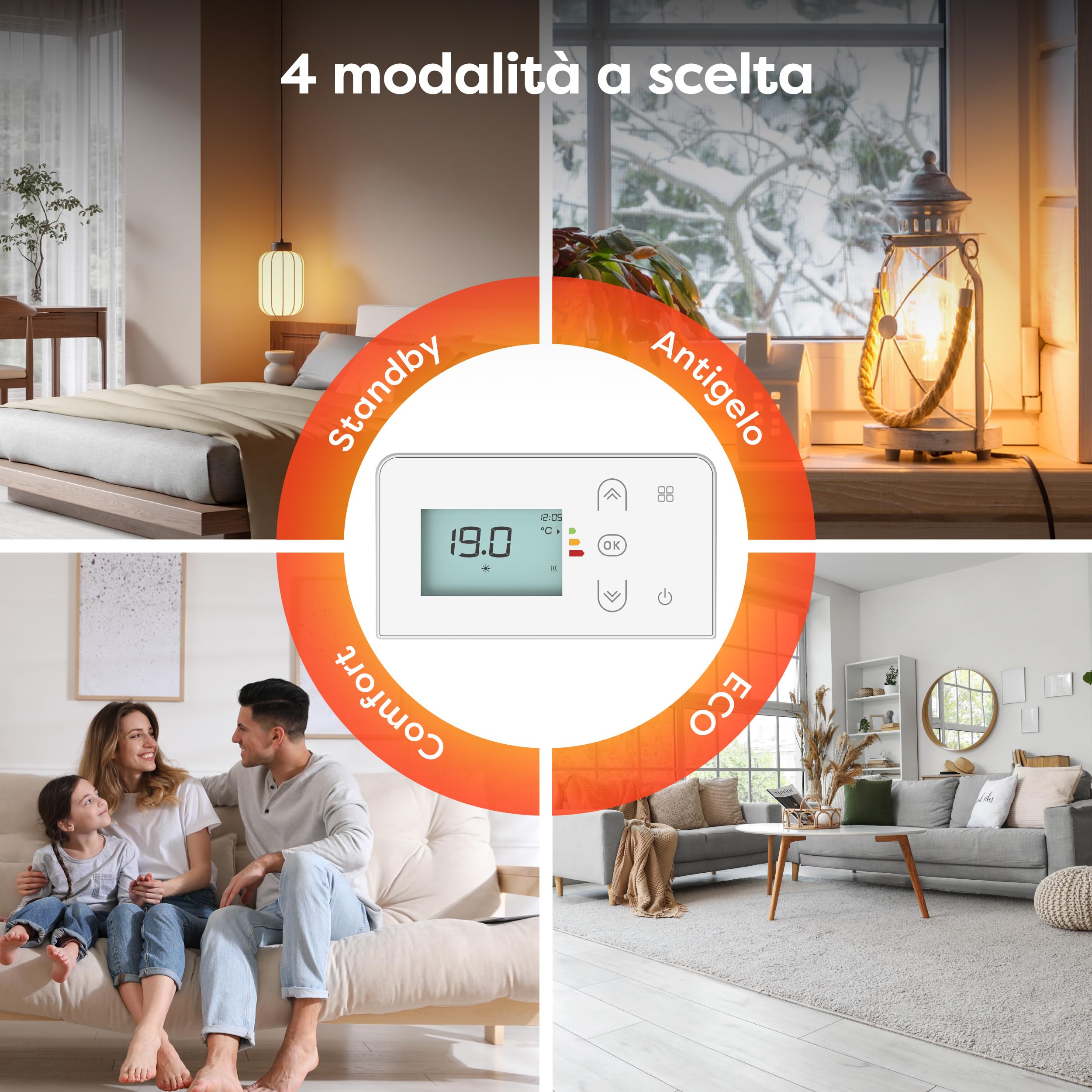 CIARRA CBHTD20A-W Radiatore Inerzia Ceramica 2000W WiFi (15-30 m²)