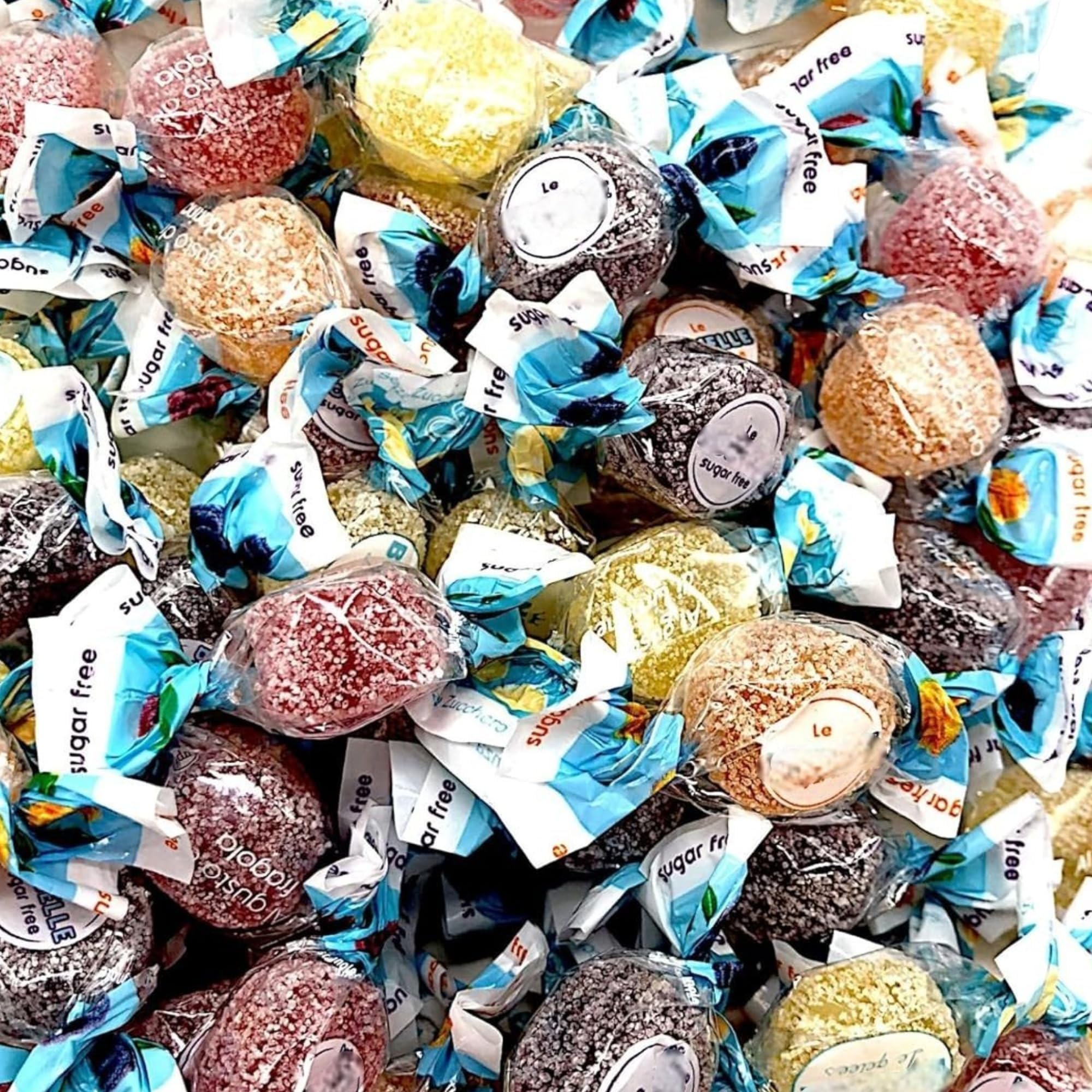 Gourmet Bonelle Italian Sugar-Free Fruit Jellies -1.5 lbs Individually Wrapped Sugar-Free Candy for Diabetics- Mandarin, Lemon, Strawberry, and Blackberry Flavors-Vegan & Gluten-Free(Approx 160 pieces