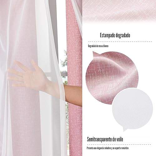 Miniatura 3 de Cortinas 100% opacas con superposición transparente, mezcla y combina con cortinas de doble capa de 84 pulgadas de largo, 2 paneles para dormitorio,