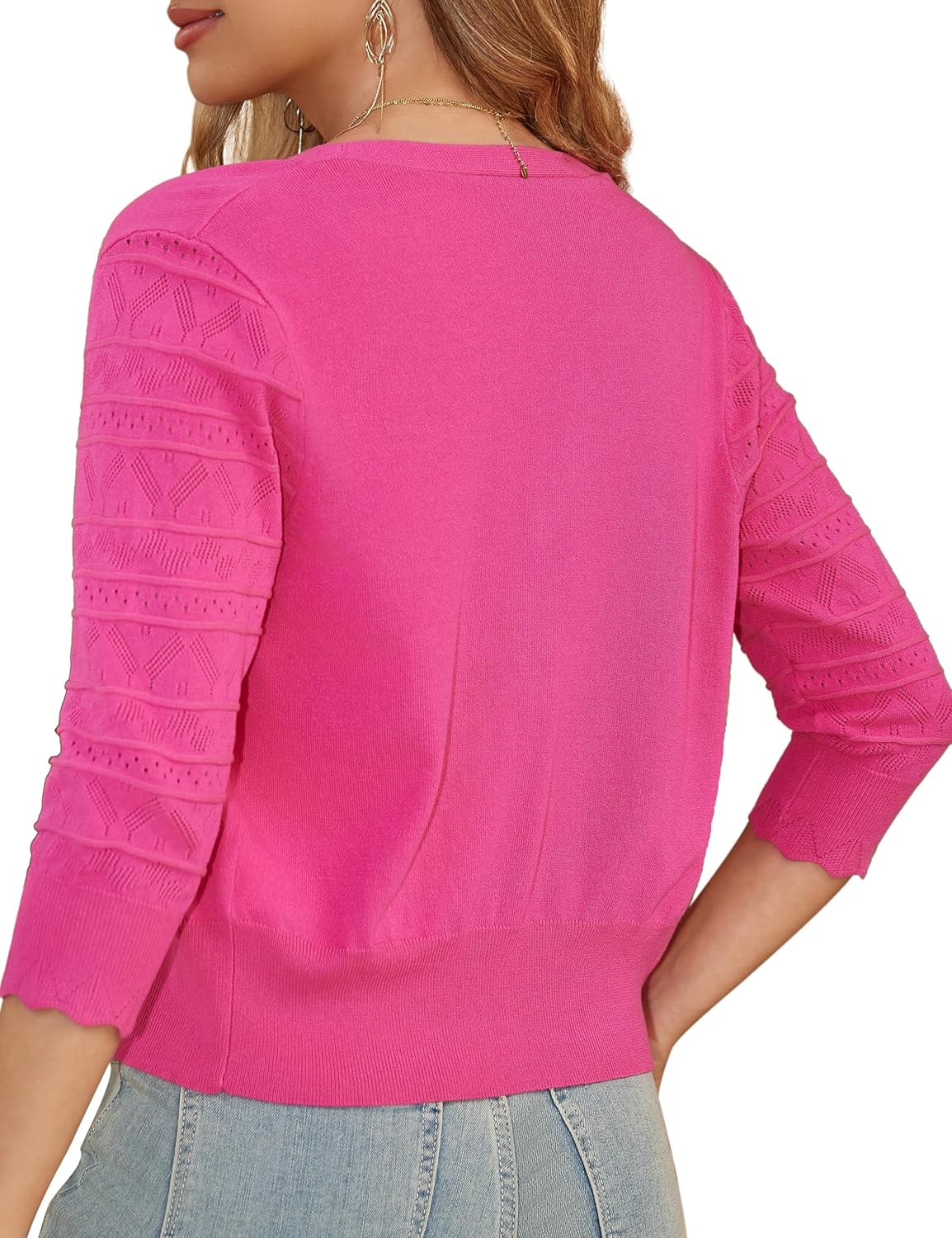 LIENRIDY Women's 3/4 Sleeve Cropped Cardigan Sweaters Button Down Bolero Shrugs for Dresses, S-XL - Image 6