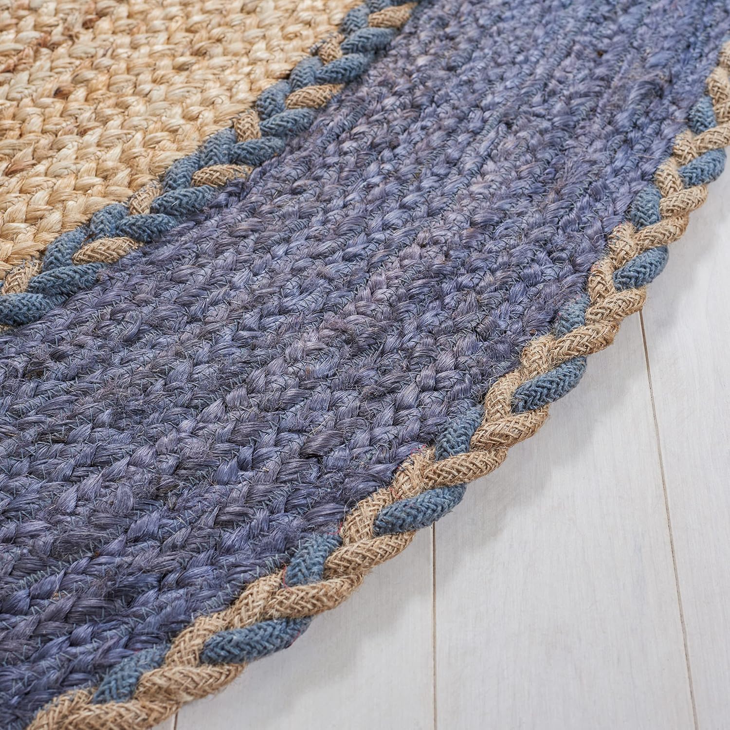 SAFAVIEH Natural Fiber Collection Area Rug - 4' x 6' Oval, Natural & Dark Grey, Handmade Jute, Ideal for High Traffic Areas in Living Room, Bedroom (NFB261F)