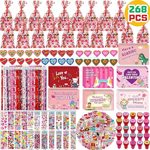 268 tarjetas del día de San Valentín para niños, escuela, regalos del día de San Valentín para niños, clase de aula, bolsas de regalo de San