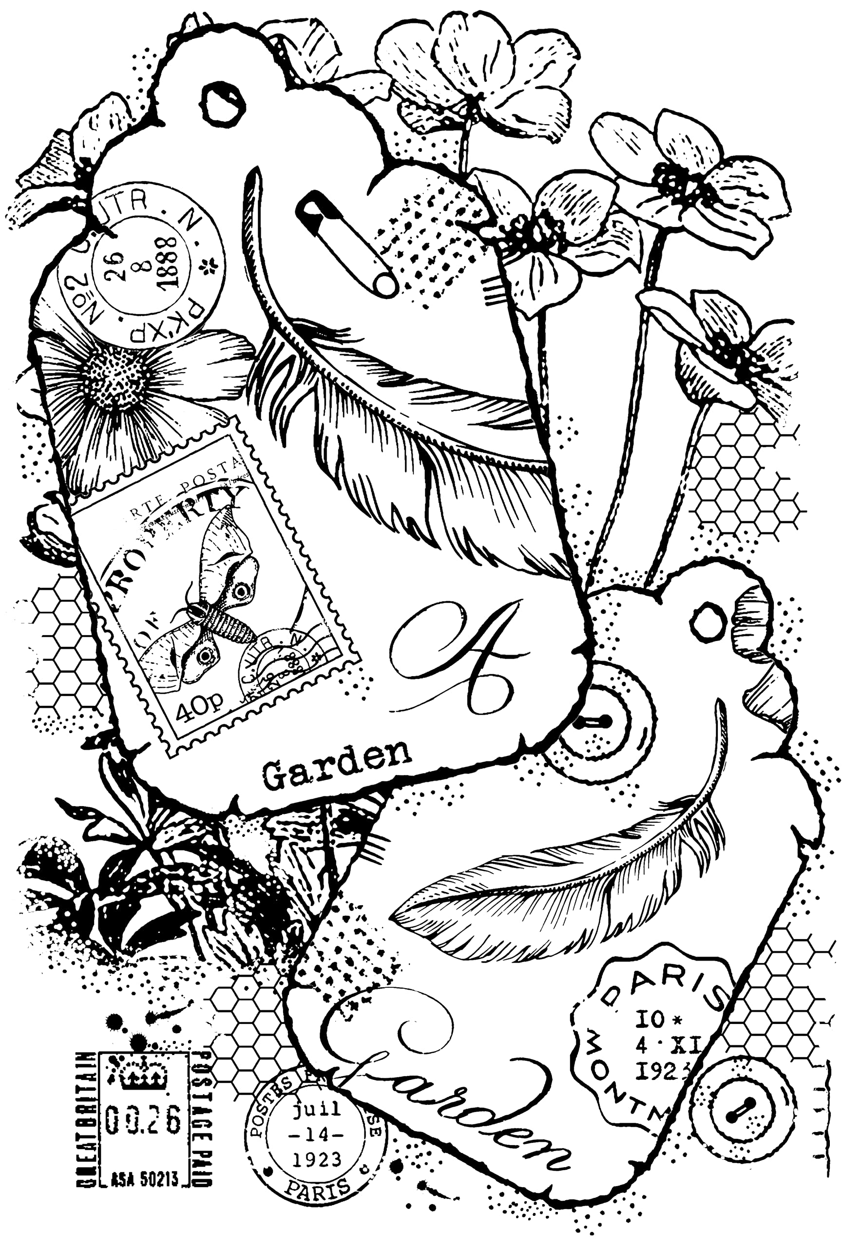 Woodware Transparent Francoise Collection-Two Tags-Clear Stamp, 6 X 4 Inches