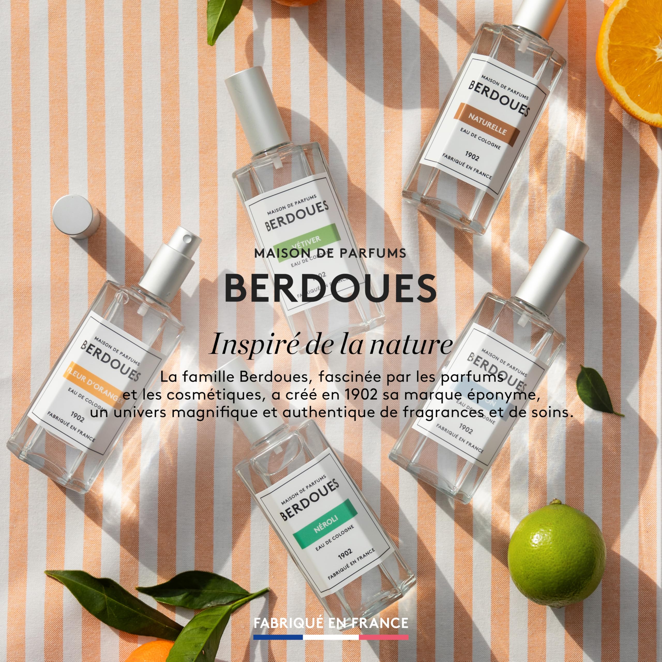 BERDOUES 1902 Eau de Cologne Violette, Lot Rechargeable, Made in France, Sans colorant Parfum femme et homme, vaporisateur 125ml et recharge 245ml