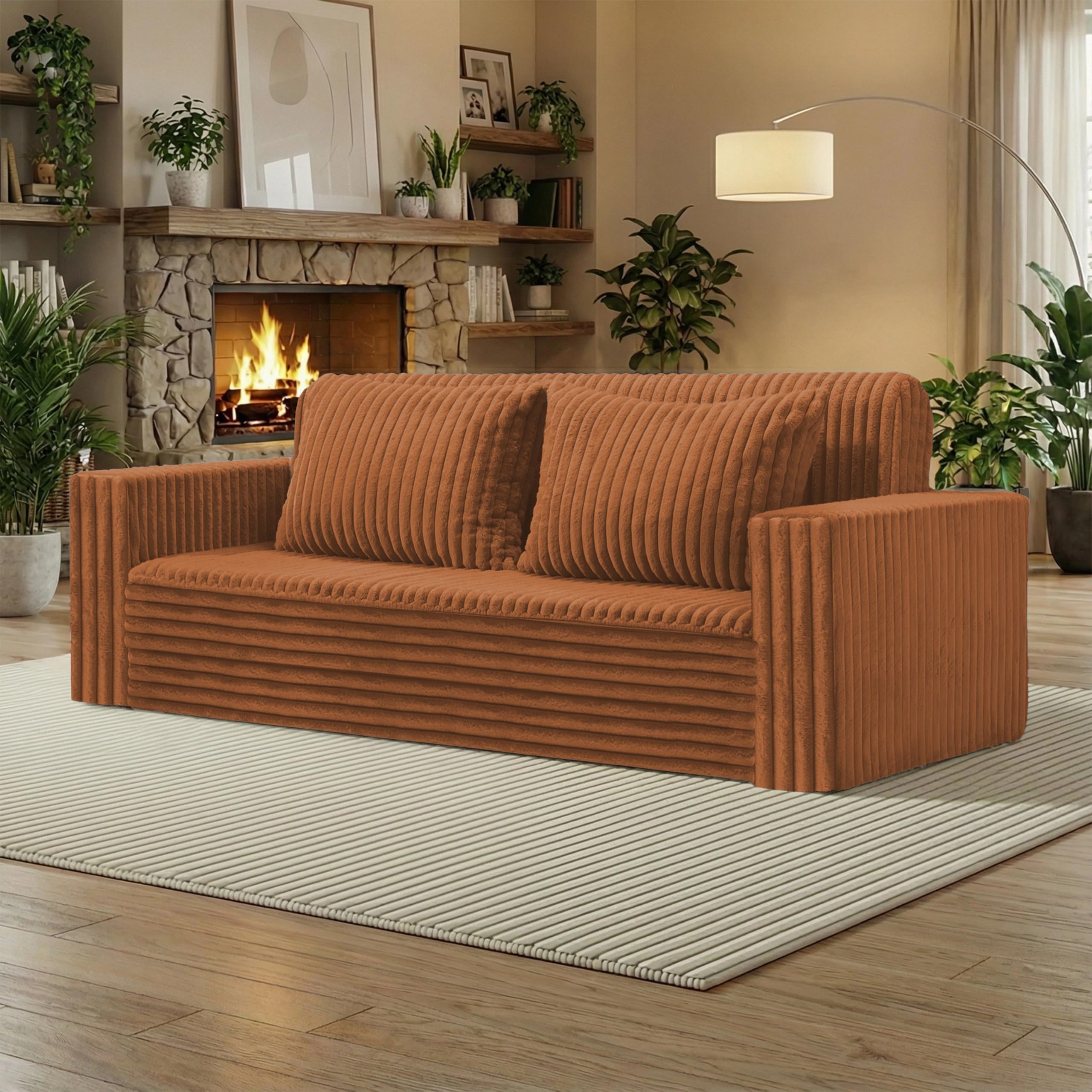 HABUTWAY Folding Sofa Bed, 2 in 1 Convertible Sleeper Chair with 2 Pillows, Portable Fold Out Chair Bed with Armrest, Comfy Floor Couch, Lazy Sofa for Living Room Bedroom Dorm Home Office, Caramel