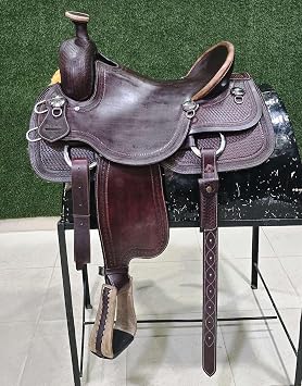 Western Barrel Racing Horse Saddle | Leather Riding Horse Saddle | Premium Leather Flex Tree Trail Western Horse Saddle | Lightweight Equestrian Saddle for Horses