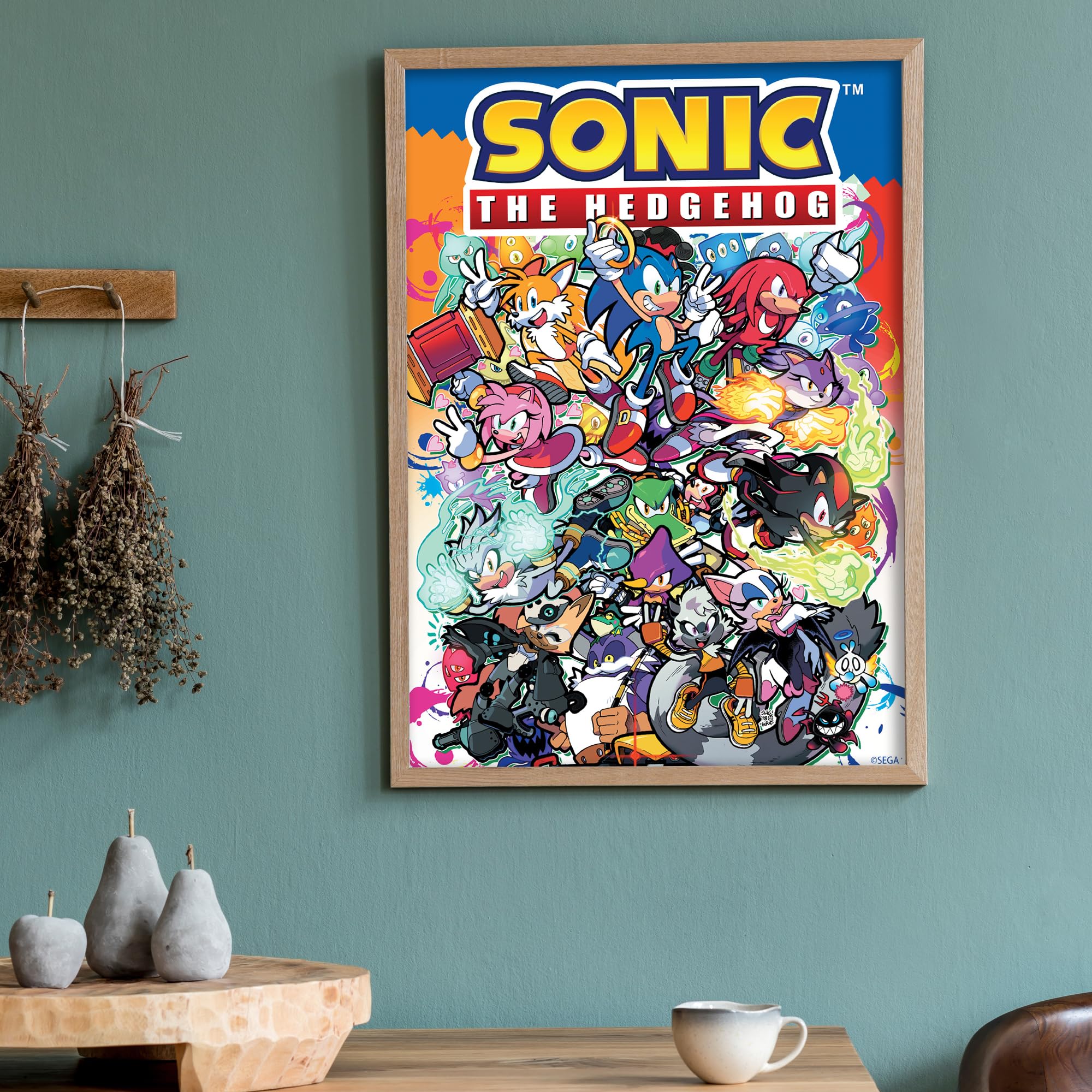 Sonic The Hedgehog Print - Sonic Group Collage Comic Cover Poster Wall Art (42cm x 59.4cm - A2)