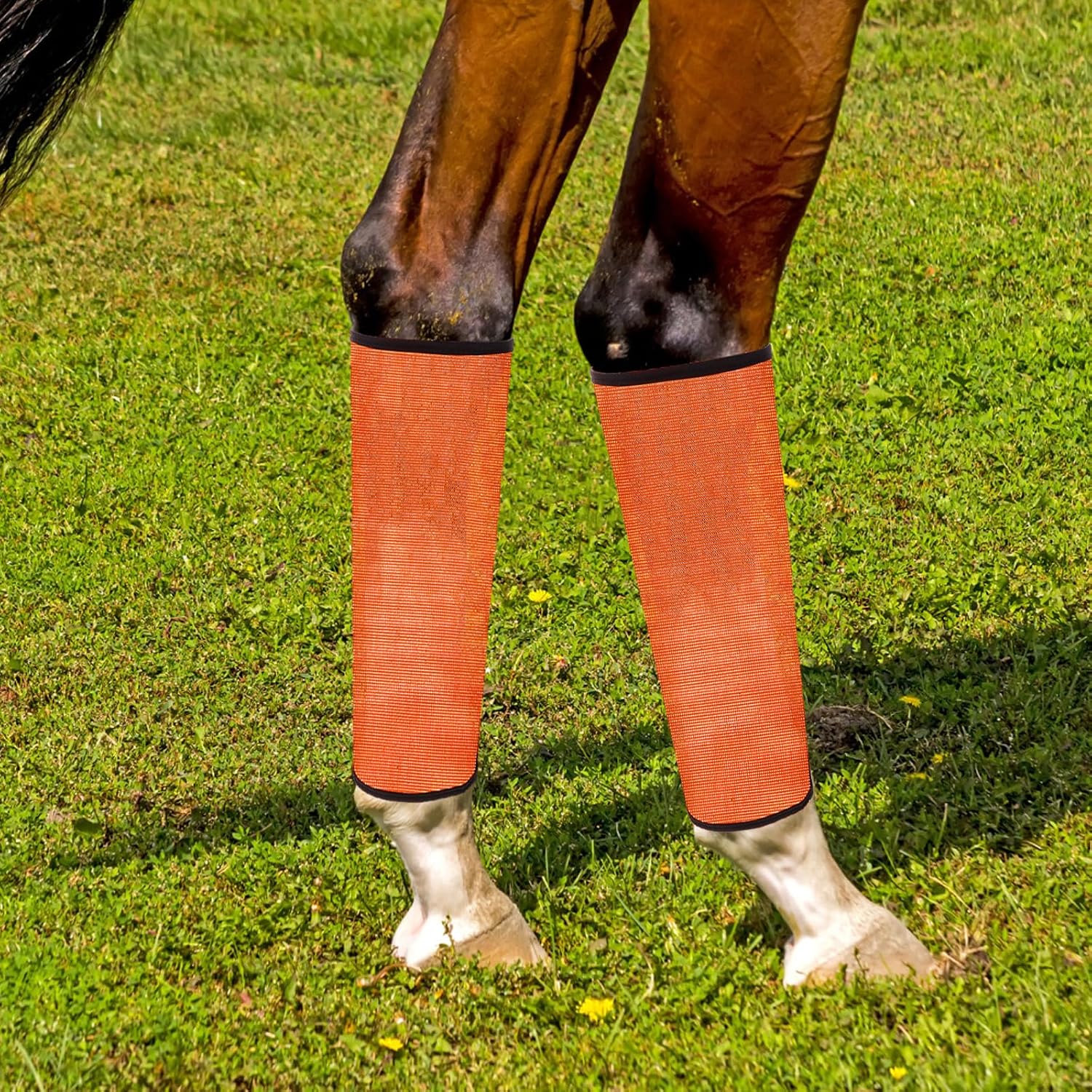 4pcs Horse Fly Boots: Breathable Mesh Leg Wraps - Cooling Sleeves with Quick Off/On Design for Pasture Paddock Mosquito Fly Protection Grey