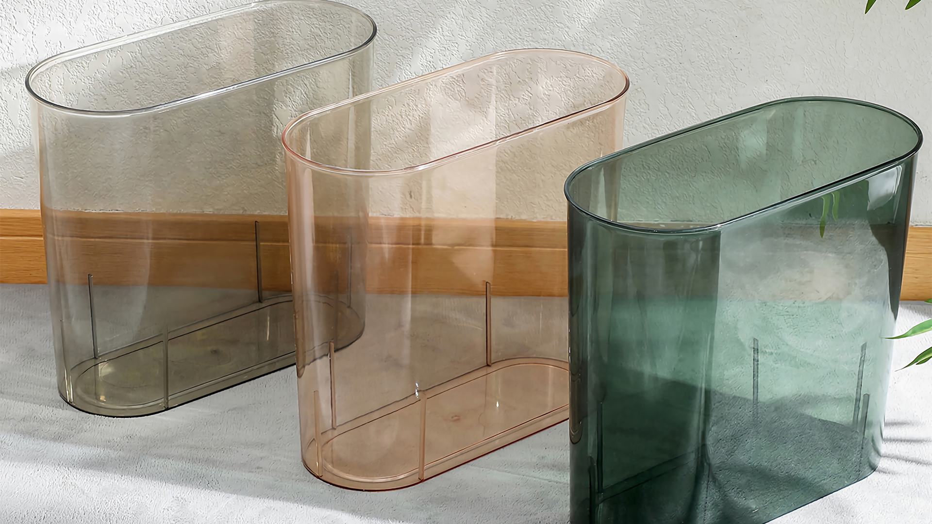 Image of Anyoifax Small Trash Can Slim Garbage Can 3 Gallon Waste Basket, Clear | Trash Bin Container for Bathroom, Bedroom, Living Room, Kitchen, Under Desk, Office, Colleg Dorm