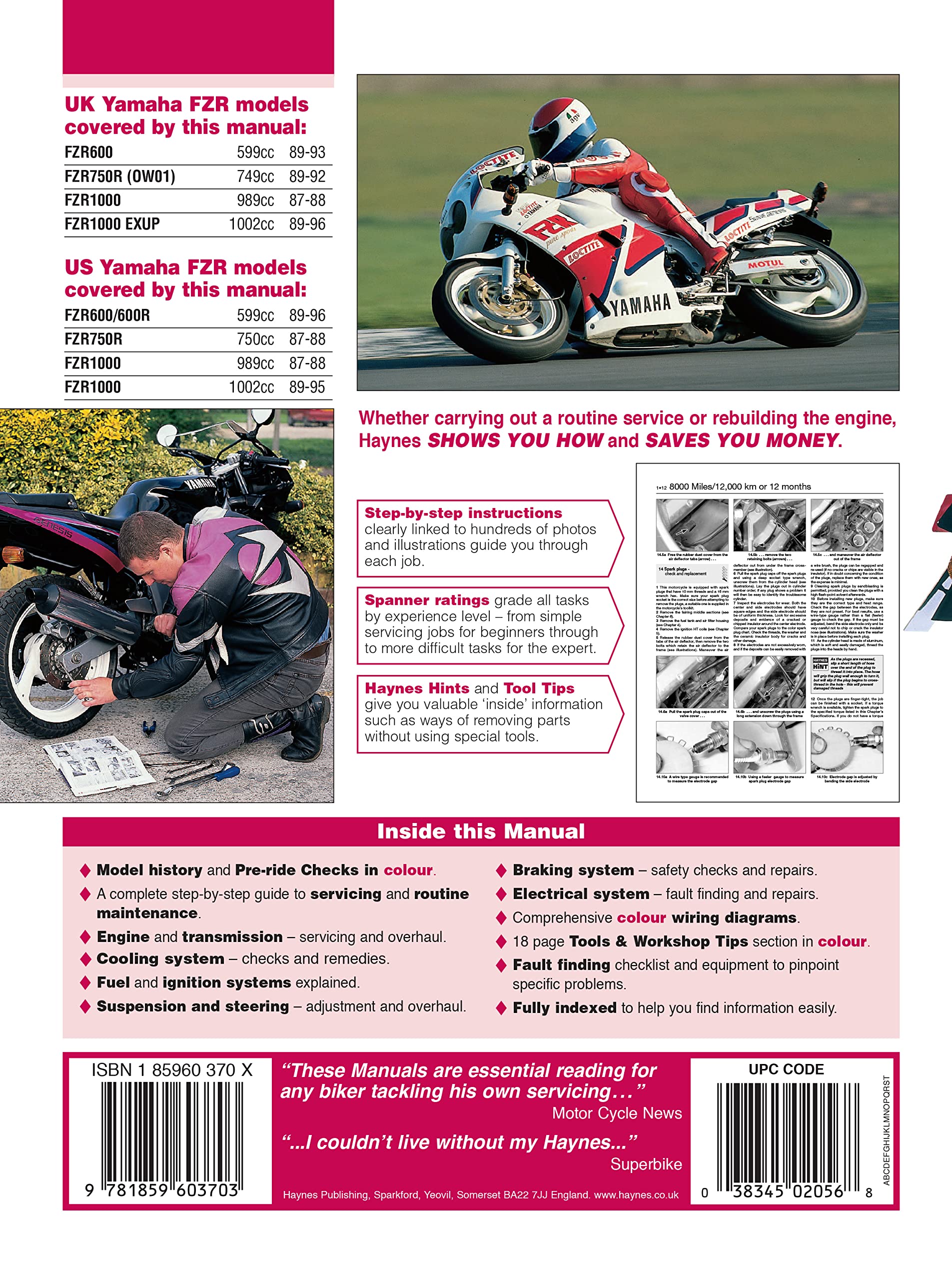 Yamaha FZR 600, 750, 1000 Fours (87 - 96) (Haynes Service and Repair Manual)