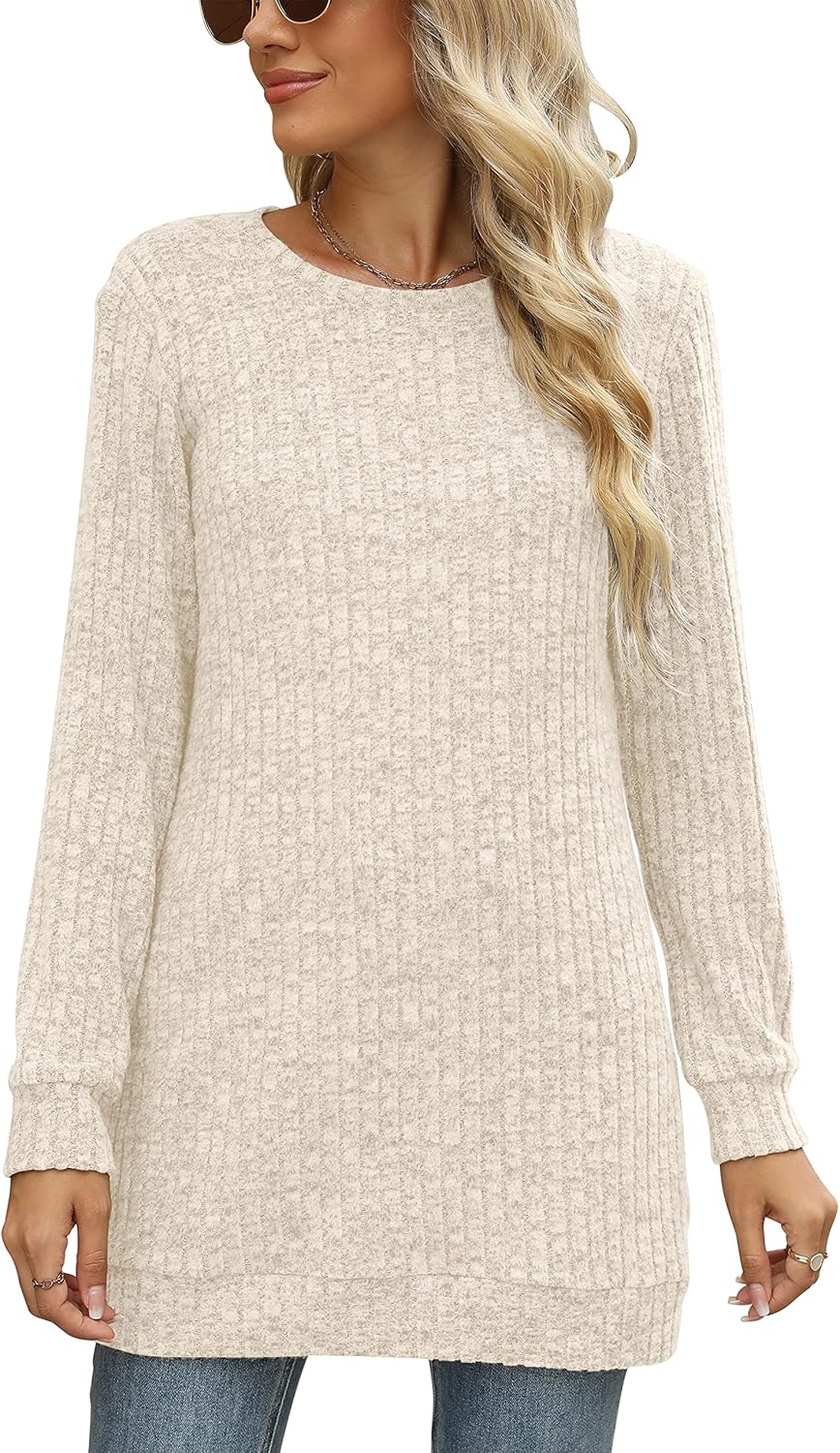 Sweaters for Women Long Sleeve Crewneck Sweatshirt Loose Casual Tunic Tops - Image 5