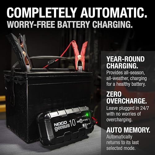 FORKODA NOCO GENIUS10EU, 10-Amp Fully Automatic Intelligent 6V/12V Charger, Trickle Charger, and Battery Desulfator with Temperature Compensation - 6