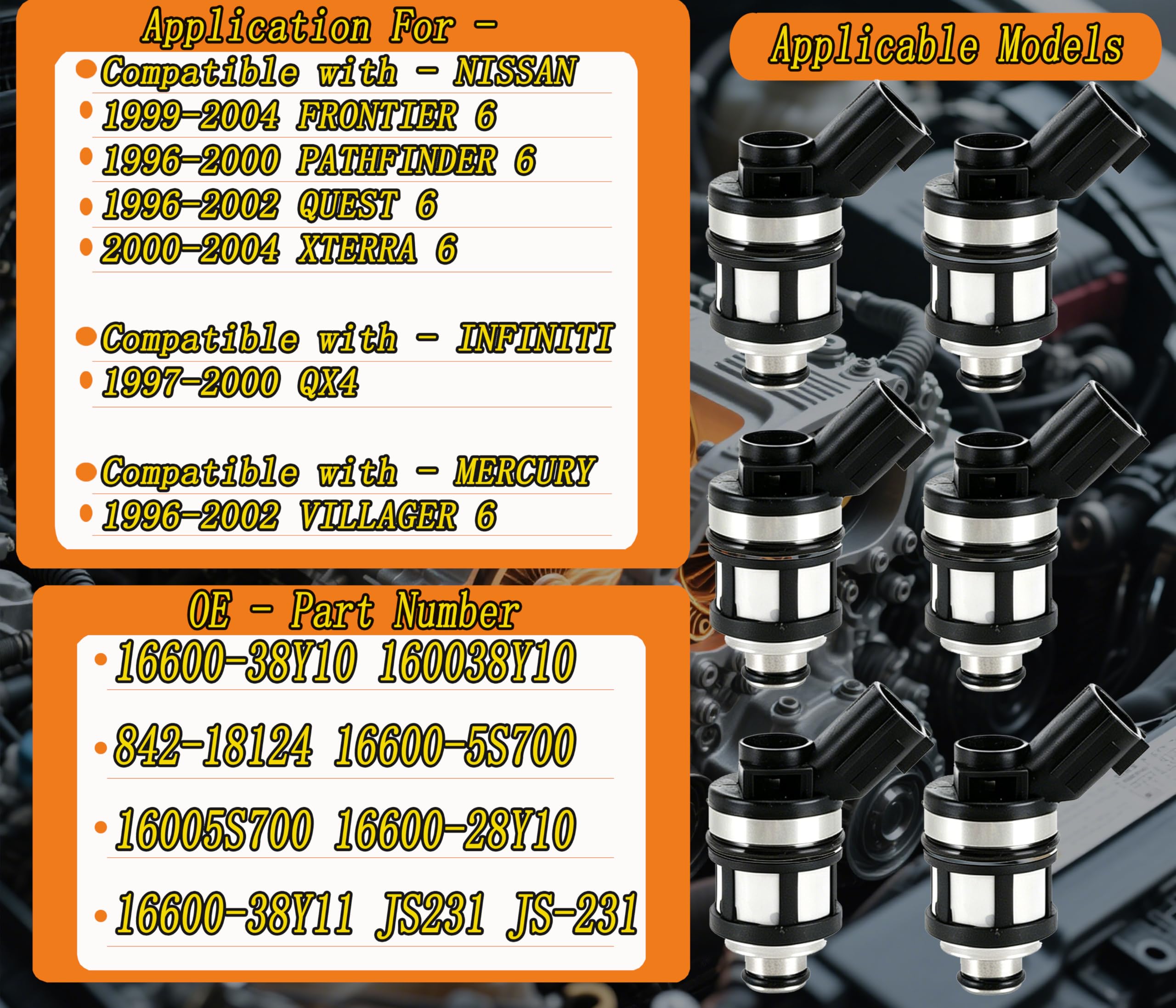 Amazon.com: Set Of 6Pcs Fuel Injectors JS23-1 16600-38Y10