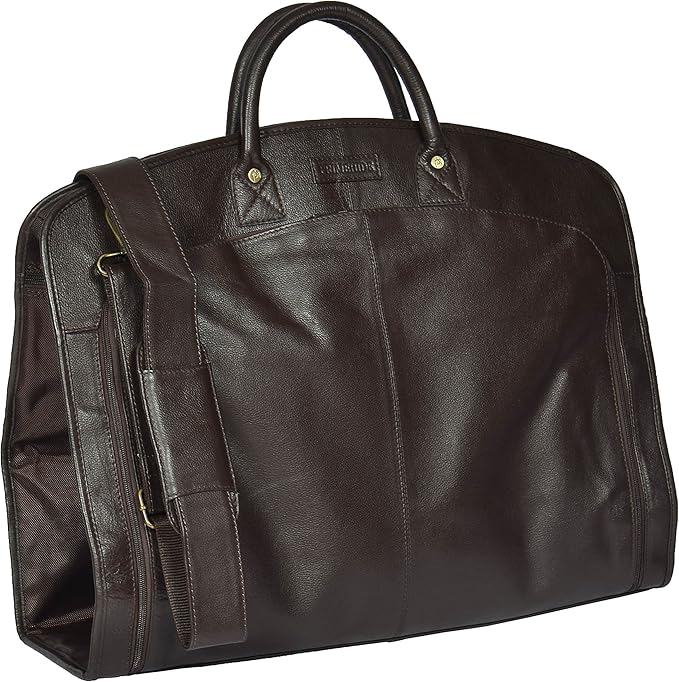 Real Luxury Soft Leather Suit Dress Garment Carrier Bag HOL933 Brown Amazon.co.uk Fashion
