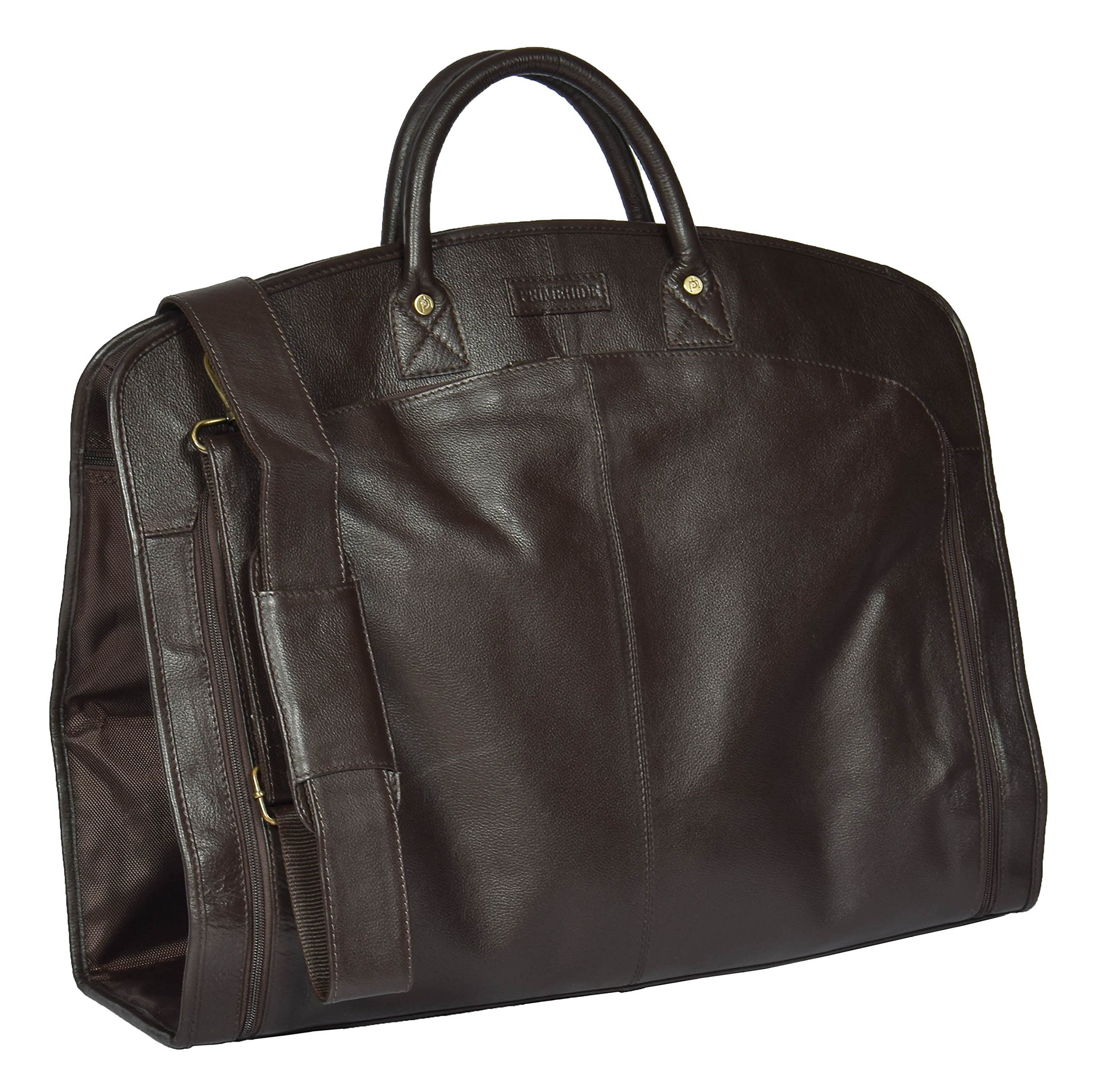 House of Leather Real Leather Suit Carrier Garment Travel Bag HOL933 - Black - Large