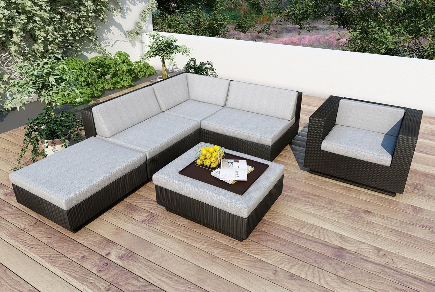 Sonax Z303TPP Park Terrace Textured Black 5Piece Sectional Patio Set