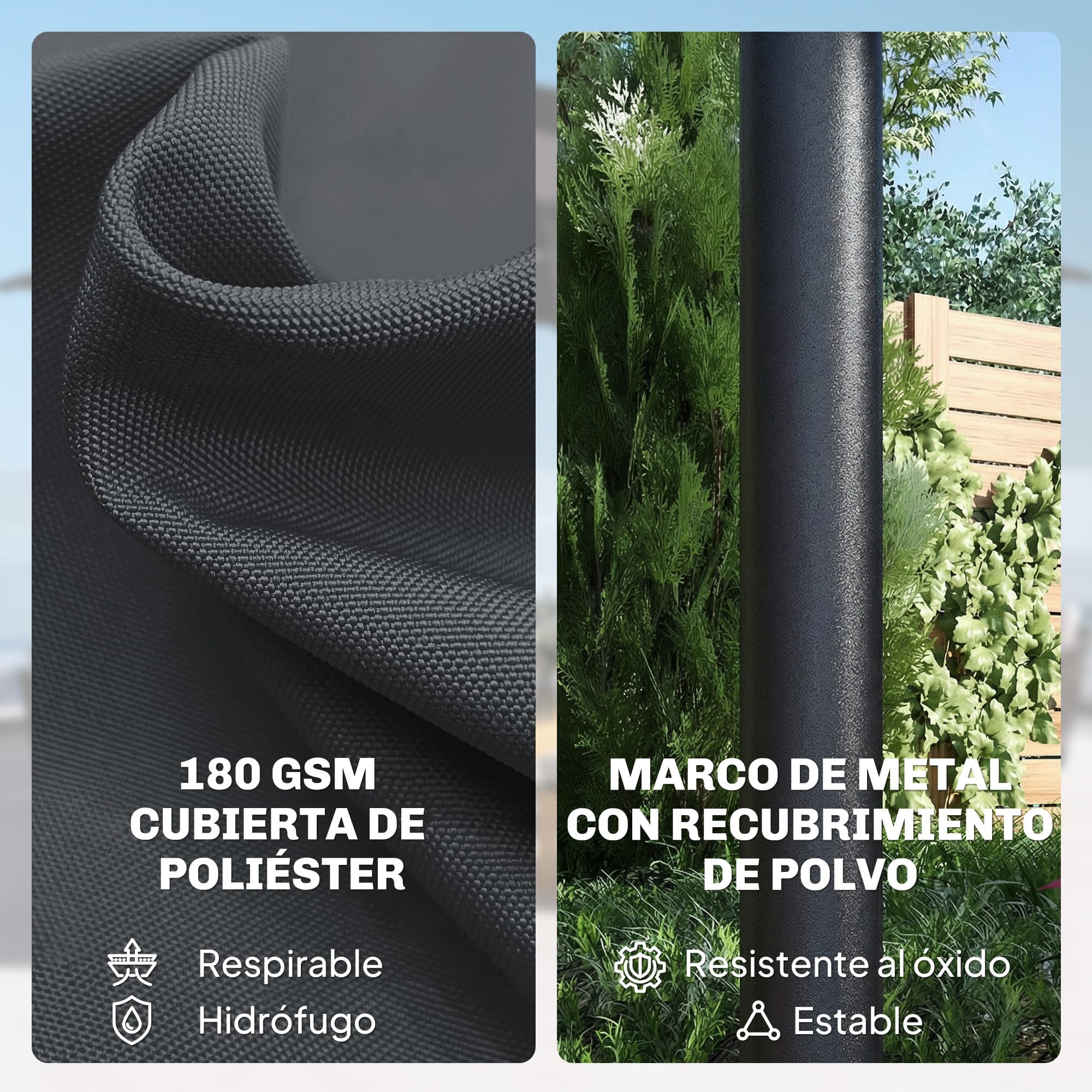 Outsunny Sombrilla Doble con 36 Luces LED Solares, 4x2 m, Sombrilla Terraza Exterior con Manivela, UPF50+, 12 Varillas, Resistente al Agua, Parasol para Jardín, Terraza, Patio — view 6